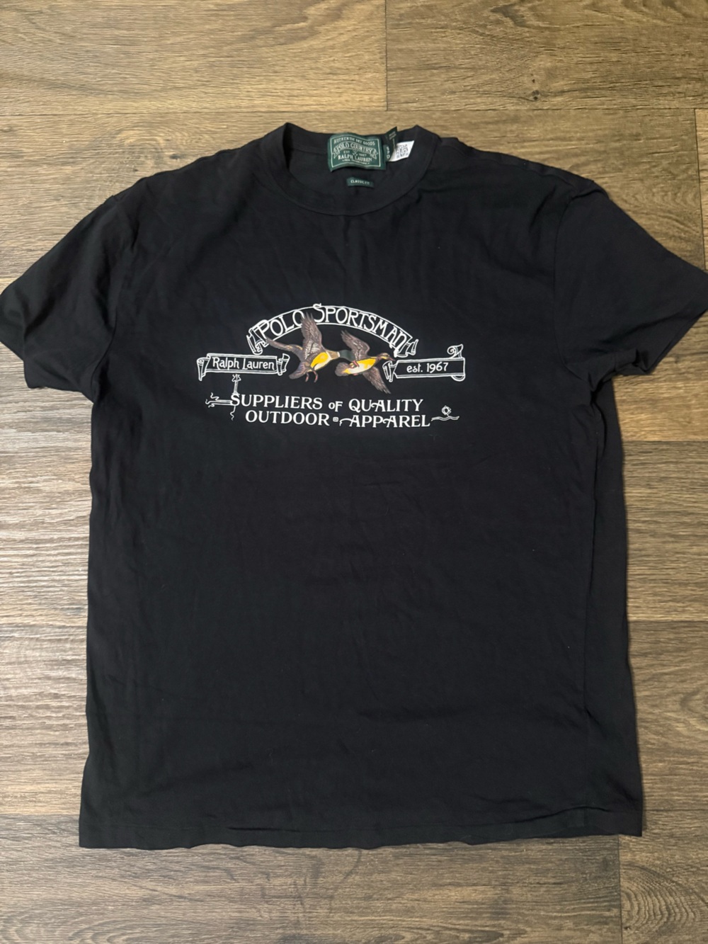 Polo by Ralph Lauren Black Tee with Printed Bird Graphic